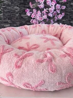 BEDSURE MEDIUM SIZE PINK BOWS PET BED 💕🐾